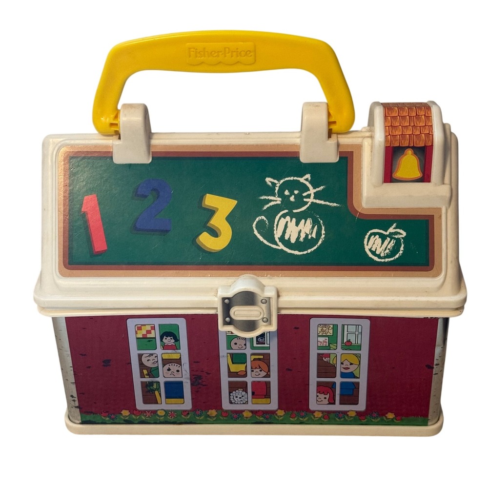 2008 Fisher-Price Little People Schoolhouse Carrying Case Red White Toy